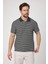 Violes Erkek Antrasit Çizgili Slim Fit %100 Pamuk Polo Yaka Tişört 1