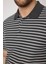 Violes Erkek Antrasit Çizgili Slim Fit %100 Pamuk Polo Yaka Tişört 2
