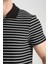 Violes Erkek Siyah Çizgili Slim Fit %100 Pamuk Polo Yaka Tişört 2