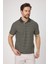 Violes Erkek Haki Çizgili Slim Fit %100 Pamuk Polo Yaka Tişört 1