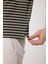 Violes Erkek Haki Çizgili Slim Fit %100 Pamuk Polo Yaka Tişört 3