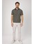 Violes Erkek Haki Çizgili Slim Fit %100 Pamuk Polo Yaka Tişört 4