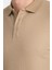 Walfer Erkek Bej %100 Pamuk Waffle Çekmeyen Kumaş Slim Fit Kıvrılmaz Yaka Polo Yaka Tişört 2