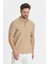 Nikol Erkek Camel Likralı Pamuk Karışımlı Melanj Efektli Slim Fit Kıvrılmaz Yaka Polo Yaka Tişört 3
