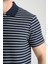 Violes Erkek Lacivert Çizgili Slim Fit %100 Pamuk Polo Yaka Tişört 3