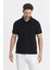 Jaguar Erkek Siyah Pamuk Karışımlı Çekmeyen Likralı Kumaş Yırtmaç Detaylı Slim Fit Polo Yaka Tişört 3