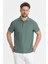 Walfer Erkek Yeşil Likralı Pamuk Karışımlı Yaka Detaylı Slim Fit Kıvrılmaz Yaka Polo Yaka Tişört 1