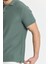Walfer Erkek Yeşil Likralı Pamuk Karışımlı Yaka Detaylı Slim Fit Kıvrılmaz Yaka Polo Yaka Tişört 3