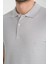 Boggee Pedso Erkek Gri Italyan Yaka Çekmez Likralı %100 Pamuklu Kumaş Slim Fit Polo Yaka Tişört 3