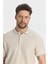 Nikol Erkek Krem Likralı Pamuk Karışımlı Melanj Efektli Slim Fit Kıvrılmaz Yaka Polo Yaka Tişört 2