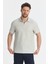 Nikol Erkek Gri Likralı Pamuk Karışımlı Esneyen Kumaş Spor Yaka Slim Fit Polo Yaka Tişört 3