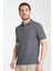 Walfer Erkek Antrasit %100 Pamuk Waffle Çekmeyen Kumaş Slim Fit Kıvrılmaz Yaka Polo Yaka Tişört 3