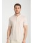 Boggee Pedso Erkek Açık Bej Italyan Yaka Çekmez Likralı %100 Pamuklu Kumaş Slim Fit Polo Yaka Tişört 1