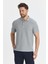 Walfer Erkek Gri Likralı Pamuk Karışımlı Yaka Detaylı Slim Fit Kıvrılmaz Yaka Polo Yaka Tişört 1
