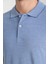 Boggee Pedso Erkek Mavi Italyan Yaka Çekmez Likralı %100 Pamuklu Kumaş Slim Fit Polo Yaka Tişört 2
