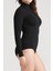 Uzun Kollu Yarım Balıkçı Yaka Çıtçıtlı Zıbın Siyah Body 2
