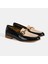Siyah Kadın Metal Aksesuarlı Slip-On Rugan Loafer 2