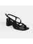 Siyah Kadın Toka Aksesuarlı Slingback Deri Topuklu Sandalet 5