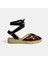 Limited Edition Siyah Kadın Çiçek Nakışlı Jüt Bağcıklı Slingback Espadril 1