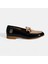 Siyah Kadın Metal Aksesuarlı Slip-On Rugan Loafer 1