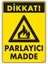 Dikkat Parlayıcı Madde Uyarı Levhası 25X35 KOD:799 1
