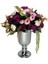 Yapay Çiçek Aranjmanı Metal Gümüş Vazolu Renkli Erengüller Masa Üstü Çiçeği Arajman 1