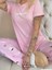 Pembe Tavsan Desenli Milan Kumaş Pijama Takımı 2