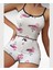 Lily Pembe/beyaz Flamingo Desenli %100 Pamuk Ince Askılı Büstiyer Şort Takım 2