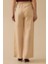 Kadın Keten Görünümlü Pile Detaylı Bol Paça Pantolon - Bej 3