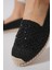 Green Mod 312 Kadın Hasırlı Taşlı Espadril Babet Siyah 3