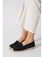 Green Mod 312 Kadın Hasırlı Taşlı Espadril Babet Siyah 4