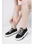 CARİNA Kalın Taban Keten Kumaş Bağcıklı Kadın Günlük Sneaker Spor Ayakkabı 5