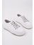 CARİNA Kalın Taban Keten Kumaş Bağcıklı Kadın Günlük Sneaker Spor Ayakkabı 2