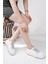 CARİNA Kalın Taban Keten Kumaş Bağcıklı Kadın Günlük Sneaker Spor Ayakkabı 5