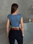 Bisiklet Yaka Ay Kol Fit Vücuda Oturan Crop Örme Bluz 2