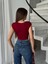 Bisiklet Yaka Ay Kol Fit Vücuda Oturan Crop Örme Bluz 3