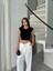 Bisiklet Yaka Ay Kol Fit Vücuda Oturan Crop Örme Bluz 4