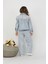 Kız Çiçek Aplikeli Denim Takım 3