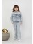 Kız Çiçek Aplikeli Denim Takım 4