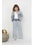 Kız Çiçek Aplikeli Denim Takım 5