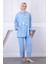 Bebe Mavi Kapşonlu Cepli Tunik Pantolonlu Takım 1