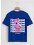 Unisex Oversize Bisiklet Yaka Freedom Baskılı Basic T-Shirt - Saks Mavisi 1