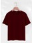 Unisex Oversize Bisiklet Yaka Butterfly Baskılı Basic T-Shirt - Bordo 2