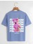 Unisex Oversize Bisiklet Yaka Freedom Baskılı Basic T-Shirt - Mavi 1