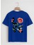 Unisex Oversize Bisiklet Yaka Rose Love Baskılı Basic T-Shirt - Saks Mavisi 1