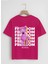 Unisex Oversize Bisiklet Yaka Freedom Baskılı Basic T-Shirt - Fuşya 1