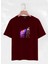 Unisex Oversize Bisiklet Yaka Colorful Skeleton Baskılı Basic T-Shirt - Bordo 1