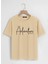 Unisex Oversize Bisiklet Yaka Adventure Baskılı Basic T-Shirt - Bej 1