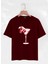 Unisex Oversize Bisiklet Yaka Cherry Cocktail Baskılı Basic T-Shirt - Bordo 1