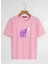 Unisex Oversize Bisiklet Yaka Colorful Skeleton Baskılı Basic T-Shirt - Pembe 1